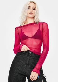 No Dress Rose Asymmetrical Long Sleeve Top Tops