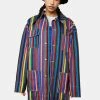 Cross Colours Striped Hooded Barn Jacket Outerwear
