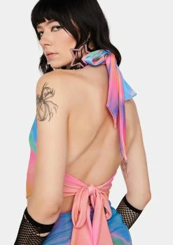 EASY TIGER Sunrise Scarf Top Crop Halter Top