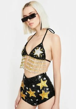 EASY TIGER Galaxy Sequin Bra Top