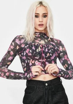 No Dress Black Floral Suit Top Tops