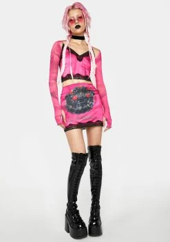 No Dress Bottoms Rose Print Black Cake Mini Skirt