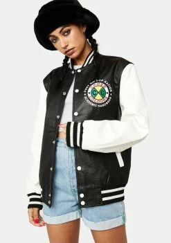 Cross Colours Do Baseball Leather Jacket Outerwear