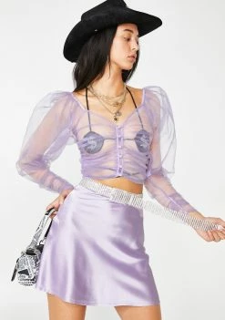 No Dress Tops Lilac Transparent Puff Top