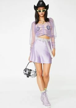 No Dress Tops Lilac Transparent Puff Top