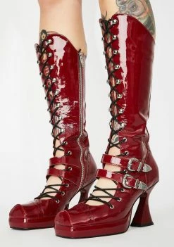 No Dress Bloody Lace Up Leather Boots