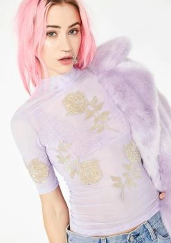 No Dress Tops Lavender Mesh Top
