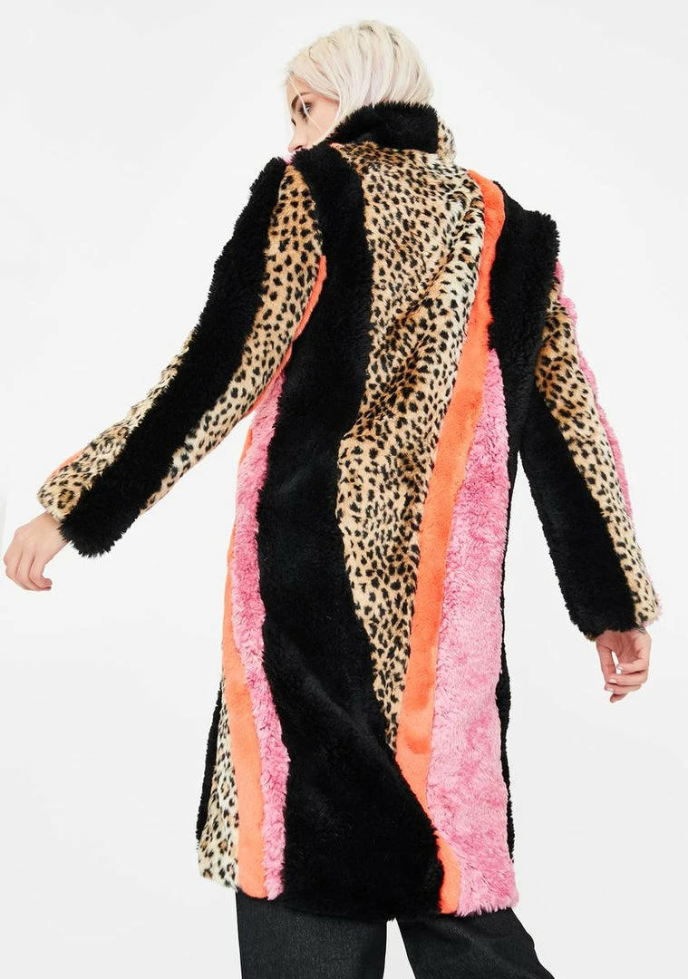 Best Sale ✔️ No ???? Dress Outerwear Leopard Patchwork Faux Fur ???? Coat ⭐ 4 No Dress Outerwear Leopard Patchwork Faux Fur Coat