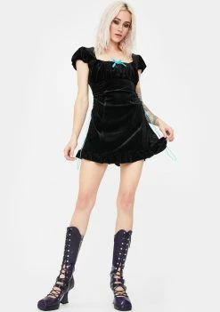 No Dress Dresses Velvet Drawstring Mini Dress
