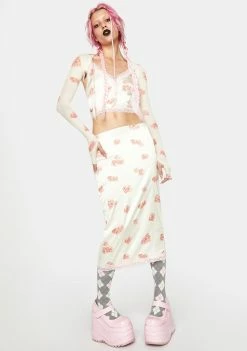 No Dress Bottoms Floral Print Maxi Skirt