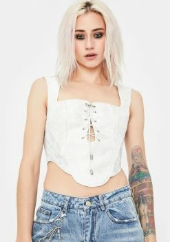 No Dress White Jacquard Corset Top