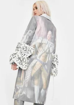 No Dress Outerwear George III Print Trench Coat
