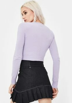 No Dress Lilac Cropped Knit Cardigan