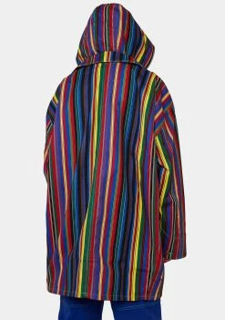 Cross Colours Striped Hooded Barn Jacket Outerwear