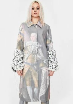 No Dress Outerwear George III Print Trench Coat