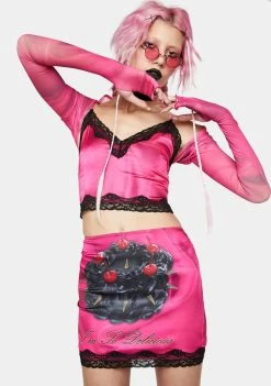 No Dress Bottoms Rose Print Black Cake Mini Skirt