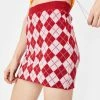 No Dress Bottoms Red Argyle Knit Mini Skirt