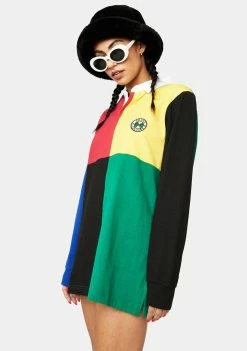 Cross Colours Color Block Long Sleeve Rugby Tee