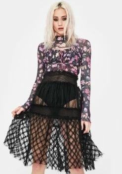 No Dress Stereoscopic Check Sheer Skirt Bottoms