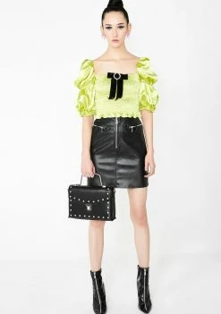 No Dress Tops Green Puff Top
