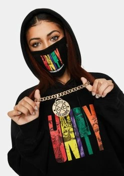 Cross Colours Gold Circle Logo Medallion Miami Cuban Link Necklace