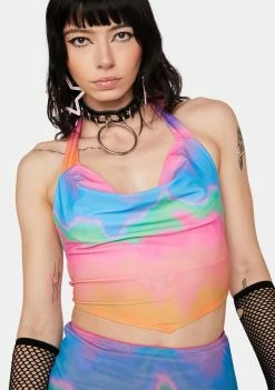 EASY TIGER Sunrise Scarf Top Crop Halter Top