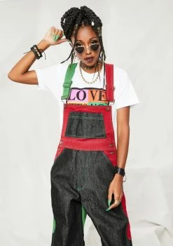 Cross Colours Jumpsuits & Rompers Color Block Denim Overall