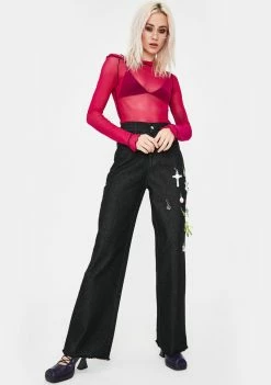 No Dress Rose Asymmetrical Long Sleeve Top Tops