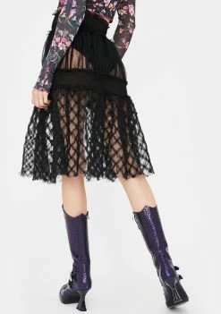 No Dress Stereoscopic Check Sheer Skirt Bottoms