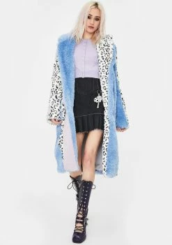 No Dress Leopard Faux Fur Patchwork Long Coat
