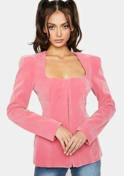 No Dress Outerwear Rose Suede Baroque Suit Jacket