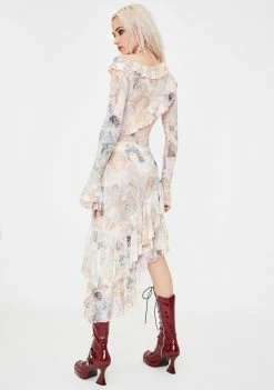 No Dress Angel Print Asymmetrical Hollow Maxi Dress