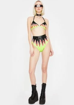 EASY TIGER Toxic Flame Sequin Bra Top Tops