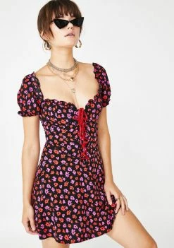 No Dress Floral Lace Up Dress Dresses