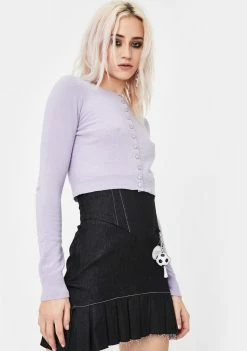 No Dress Lilac Cropped Knit Cardigan
