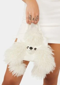 No Dress Bags & Wallets White Poodle Handbag