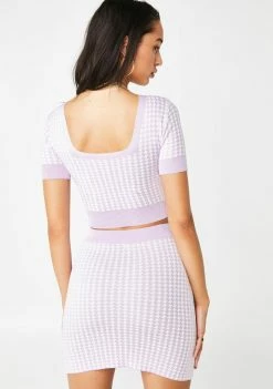 No Dress Bottoms Houndstooth Knit Skirt