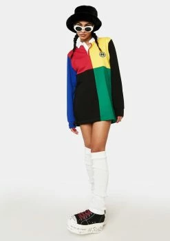 Cross Colours Color Block Long Sleeve Rugby Tee