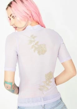 No Dress Tops Lavender Mesh Top