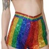 EASY TIGER Dream In Rainbow Sequin Shorts Bottoms
