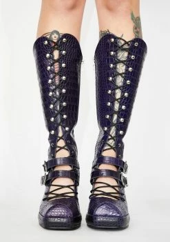 No Dress Crocodile Lace Up Leather Boots Boots & Booties