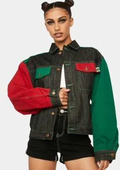 Cross Colours Colorblock Cotton Denim Jacket Outerwear