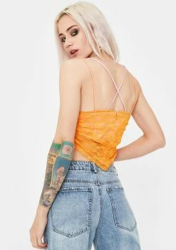No Dress Orange Lace Camisole Top Tops