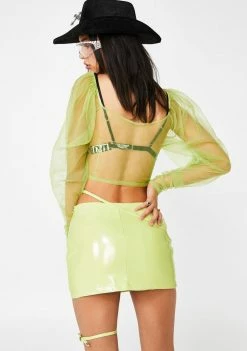 No Dress Bottoms Mint Vegan Leather Skirt
