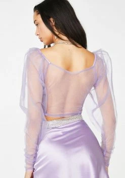 No Dress Tops Lilac Transparent Puff Top