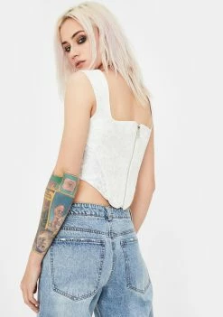 Promo ⭐ No ???? Dress White Jacquard Corset Top ???? 7 No Dress White Jacquard Corset Top