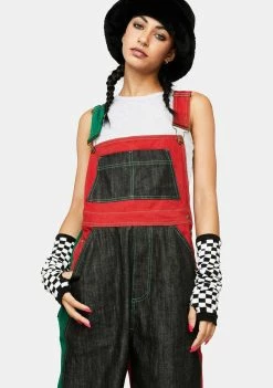 Cross Colours Jumpsuits & Rompers Color Block Denim Overalls