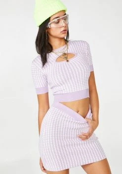No Dress Bottoms Houndstooth Knit Skirt