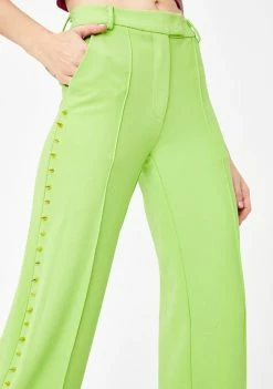 No Dress Green Studded Suit Pants Bottoms