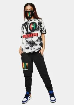 Cross Colours No Justice No Peace Tie Dye T-Shirt Tops